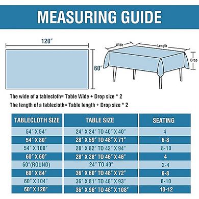 Linen Textured Tablecloth 60x120" Waterproof Spill-Proof Dining Cover