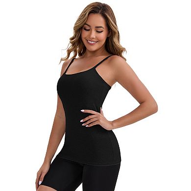 6 Packs Women's Modal Adjustable Spaghetti Straps Tank Top Wireless Cup Slimming U Back Undershirts