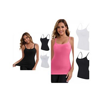 6 Packs Women's Modal Adjustable Spaghetti Straps Tank Top Wireless Cup Slimming U Back Undershirts