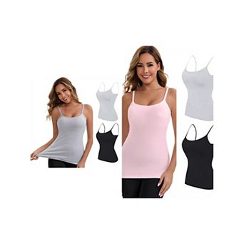 6 Packs Women's Modal Adjustable Spaghetti Straps Tank Top Wireless Cup Slimming U Back Undershirts
