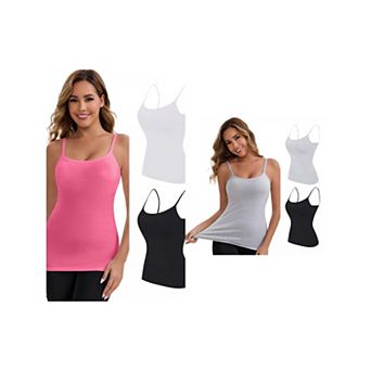6 Packs Women's Modal Adjustable Spaghetti Straps Tank Top Wireless Cup Slimming U Back Undershirts