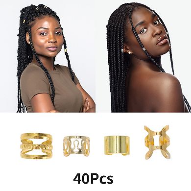 40Pcs Hollow 4 Styles Hair Cuffs Dreadlock