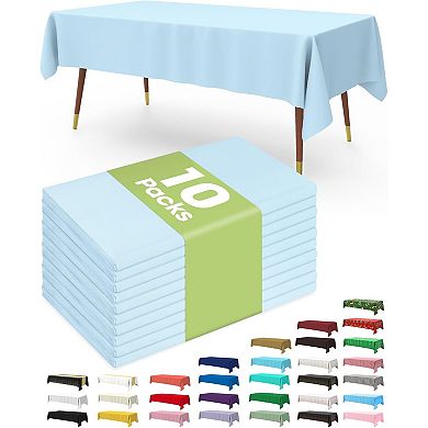 10-Pack Disposable Plastic Tablecloths, Leakproof, Sturdy, Waterproof