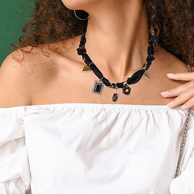 Durable Scarf Necklace with Charm Adjustable Tie 22.83" 1 Pc