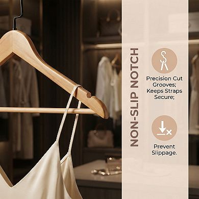 2 Pack Wood Non-Slip Hangers Durable 360-degree Space Saving Hangers