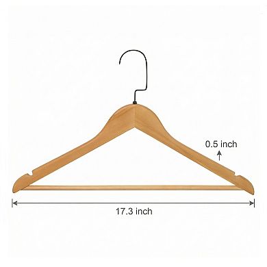 2 Pack Wood Non-Slip Hangers Durable 360-degree Space Saving Hangers