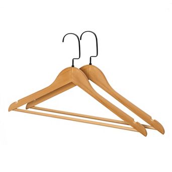 2 Pack Wood Non-Slip Hangers Durable 360-degree Space Saving Hangers