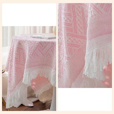 Tablecloths with Tassel, Table Cover for Indoor and Outdoor 47.24"x33.46" Pink