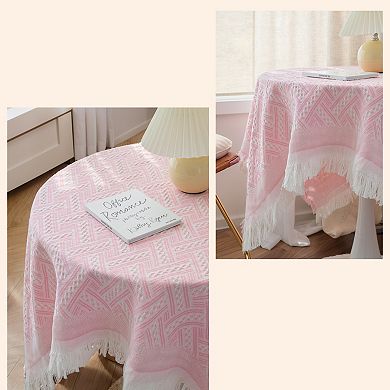 Tablecloths with Tassel, Table Cover for Indoor and Outdoor 47.24"x33.46" Pink