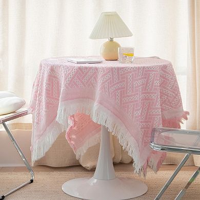 Tablecloths with Tassel, Table Cover for Indoor and Outdoor 47.24"x33.46" Pink