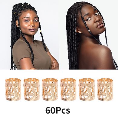 60Pcs Hollow Hair Cuffs Dreadlock 0.99x0.36 Inch