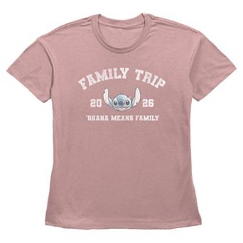 Women's Disney's Stitch Family Trip 2026 Ohana Means Family Graphic Tee