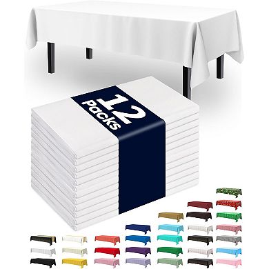 Disposable Plastic Tablecloth 12-Pack 54x108" Leakproof Sturdy Cover