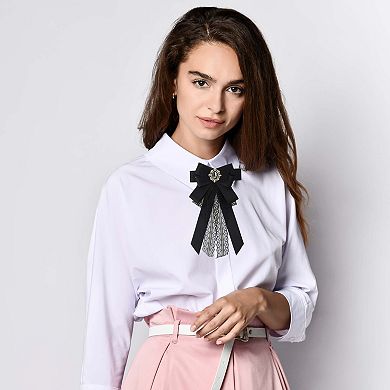 Women's Lace Bow Ribbon Bow Brooch Pre-Tied 1Pc