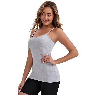 6 Packs Women's Modal Adjustable Spaghetti Straps Tank Top Wireless Cup Slimming U Back Undershirts