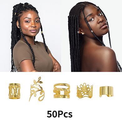 50Pcs Hollow-out Fashion Hair Cuffs Dreadlock Set