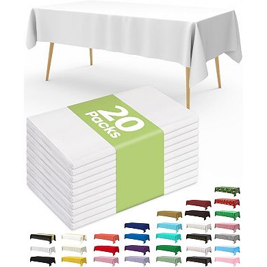 Disposable Plastic Tablecloth 20-Pack Leakproof Sturdy Cover