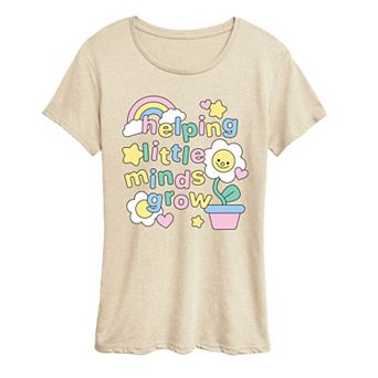 Women's “Helping Little Minds Grow” Teacher Graphic Tee