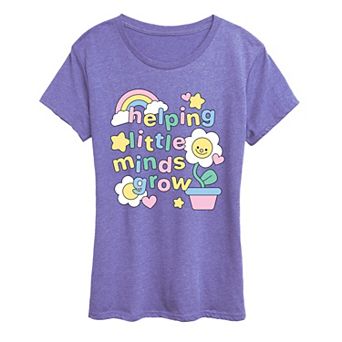 Women's “Helping Little Minds Grow” Teacher Graphic Tee