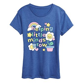 Women's “Helping Little Minds Grow” Teacher Graphic Tee