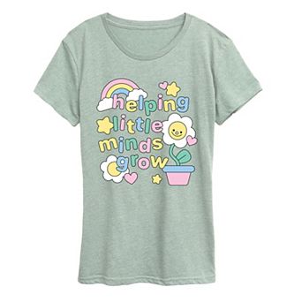 Women's “Helping Little Minds Grow” Teacher Graphic Tee