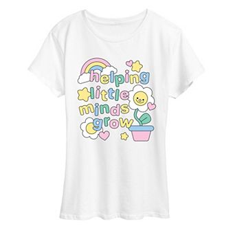 Women's “Helping Little Minds Grow” Teacher Graphic Tee
