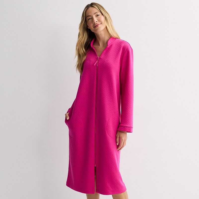 Women's Croft & Barrow® Long Quilted Full-Zip Sleep Robe