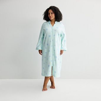 Plus Size Croft & Barrow® Long Quilted Full-Zip Sleep Robe