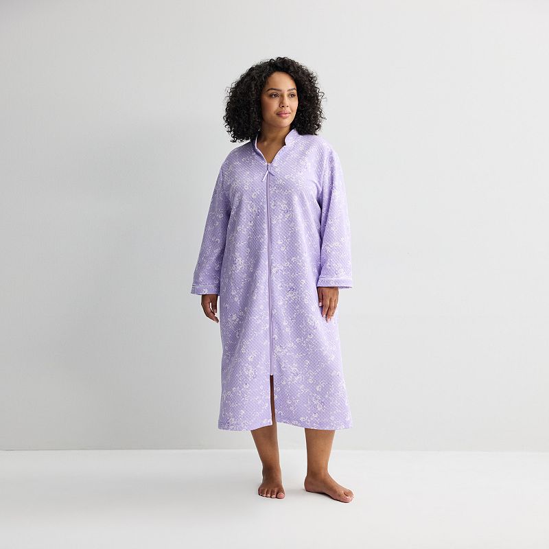Plus Size Croft & Barrow® Long Quilted Full-Zip Sleep Robe