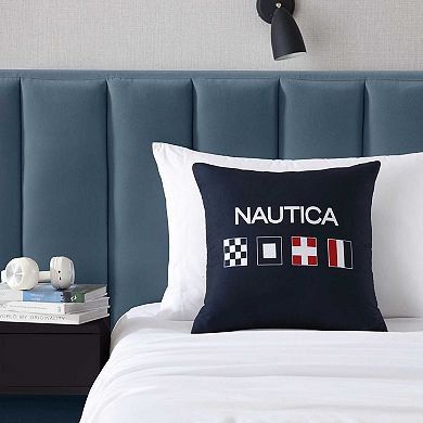 Nautica 18x18 Decorative Pillow With Flag Design