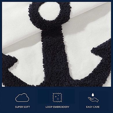 Nautica Anchor Loop Embroidery 20x20 Decorative Pillow