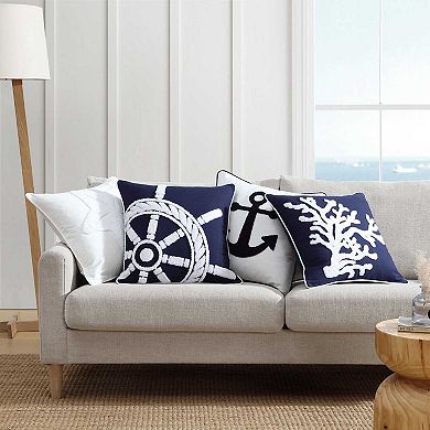 Nautica Anchor Loop Embroidery 20x20 Decorative Pillow