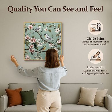 Vibrant Spring Birds Square Wall Art