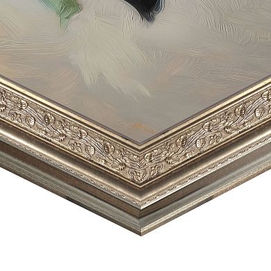 Petals Prints Design Golden Vase Floral Framed Wall Art