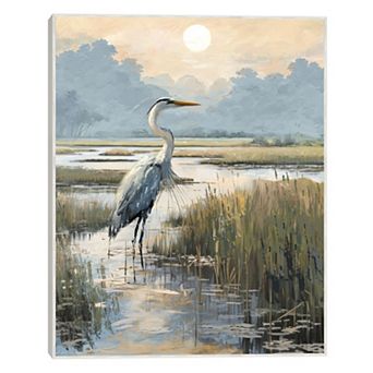 Marsh Heron at Dusk Frame Wall Decor