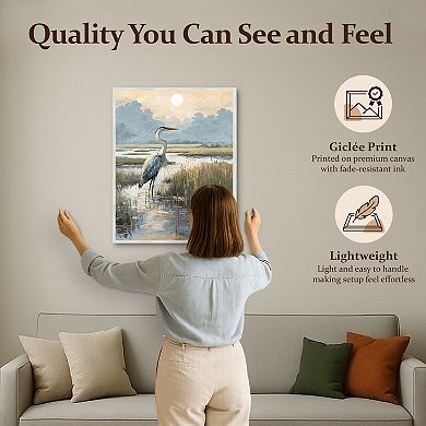 Marsh Heron at Dusk Frame Wall Decor