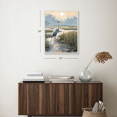 Marsh Heron at Dusk Frame Wall Decor