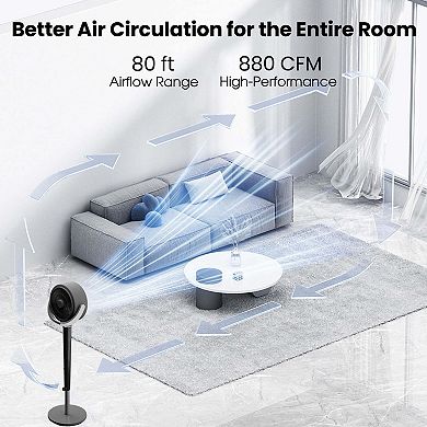 TMWINGS 46"Pedestal Fan with Remote & Adjustable Height , Quiet 16 Speeds & 5 Modes,