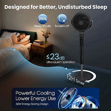 TMWINGS 46"Pedestal Fan with Remote & Adjustable Height , Quiet 16 Speeds & 5 Modes,
