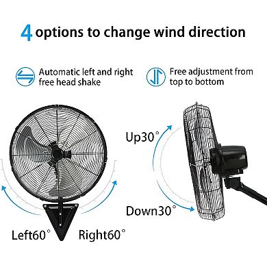 TMWINGS 18" Wall Mount Fan with 3 Speed High Velocity Fan for Garage,Black