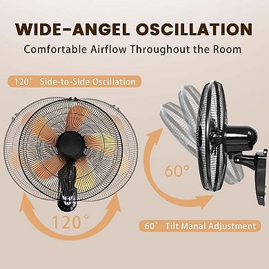 TMWINGS 18 Inch Wall Mounted Fans with Remote Control, Oscillating Fan with 3 Speed Settings