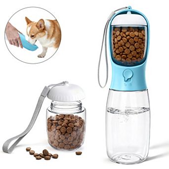 YEVYO 2-in-1 Portable Dog Water Bottle Food Container, Travel Dog Bowl Dispenser for Hiking, Walking