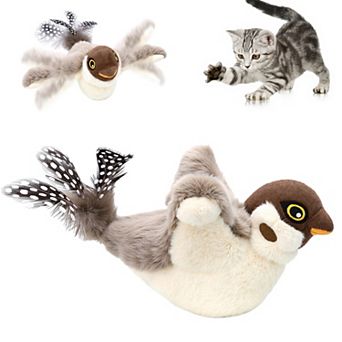 YEVYO Flying Bird Cat Toy, Interactive Motion Toy with Real Feathers, Enrichment Play for Indoor Cat