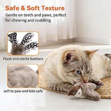 YEVYO Flying Bird Cat Toy, Interactive Motion Toy with Real Feathers, Enrichment Play for Indoor Cat