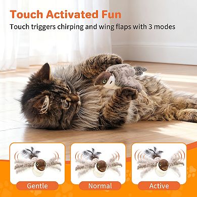 YEVYO Flying Bird Cat Toy, Interactive Motion Toy with Real Feathers, Enrichment Play for Indoor Cat
