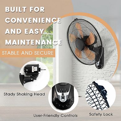 TMWINGS 2 Pack 18 Inch Wall Mounted Fans with Remote Control, Oscillating Fan with 3 Speed Settings