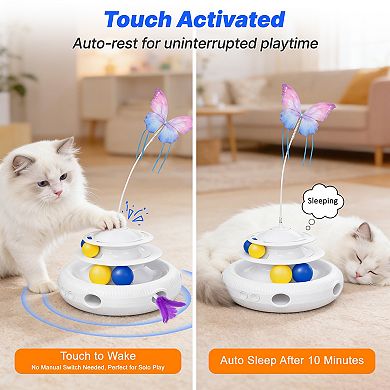 YEVYO Interactive Cat Toy for Indoor Cats, 3-in-1 Automatic Enrichment for Kittens & Adult Cats