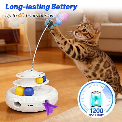 YEVYO Interactive Cat Toy for Indoor Cats, 3-in-1 Automatic Enrichment for Kittens & Adult Cats