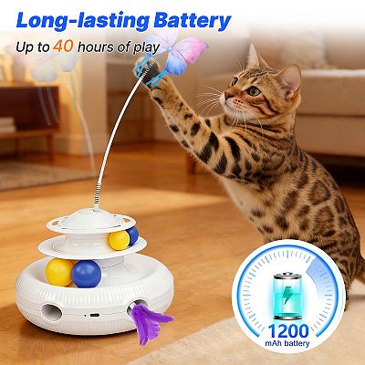 YEVYO Interactive Cat Toy for Indoor Cats, 3-in-1 Automatic