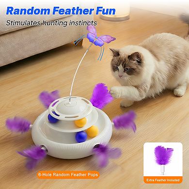 YEVYO Interactive Cat Toy for Indoor Cats, 3-in-1 Automatic Enrichment for Kittens & Adult Cats